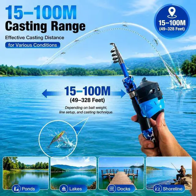 Alt view image 5 of 7 - Catapult Fishing Rod Combo with Spincast Reel & Complete Tackle Kit, Slingshot Casting System, 15-25M Distance for Beginners