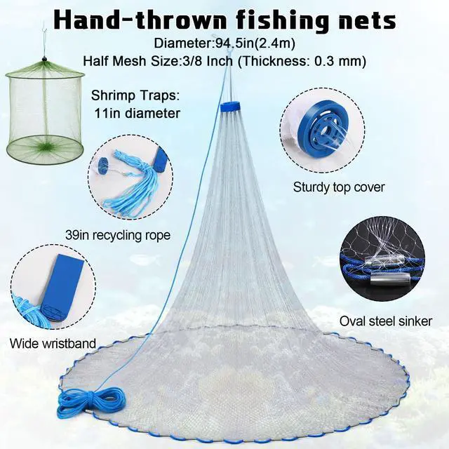 Alt view image 5 of 7 - 3 Pcs Fishing Bucket, Live Bait Aerator and Fishing Cast Net with Heavy Duty Sinker Foldable Live Bait Bucket Portable Quiet Aerator Fish Transport Container Outdoor EVA Bag