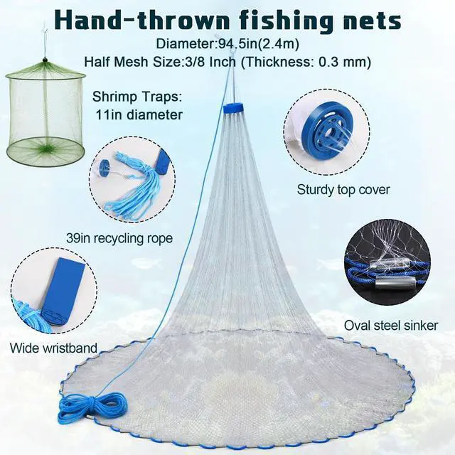Alt view image 5 of 7 - 3 Pcs Fishing Bucket, Live Bait Aerator and Fishing Cast Net with Heavy Duty Sinker Foldable Live Bait Bucket Portable Quiet Aerator Fish Transport Container Outdoor EVA Bag
