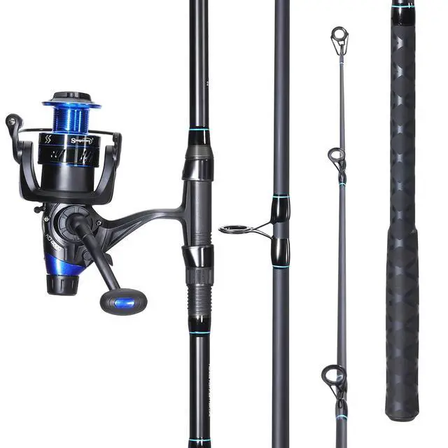 Alt view image 3 of 7 - Surf Fishing Rod Combo Medium/Heavy 3 Piece Baitfeeder Spinning Combo with 4000 Size Reel for Travel
