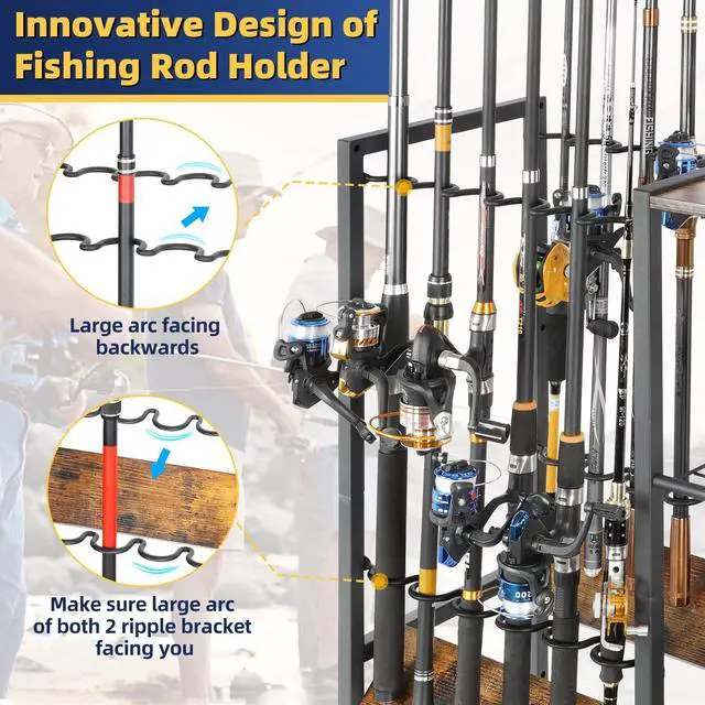Alt view image 5 of 7 - Fishing Rod Holders, Rolling Fishing Rod Rack for Garage & Boat, Tackle Box & Reel Holder Cart, Easy Assembly Fishing Gear Management System, Ideal Birthday Gift for Men Dad Anglers