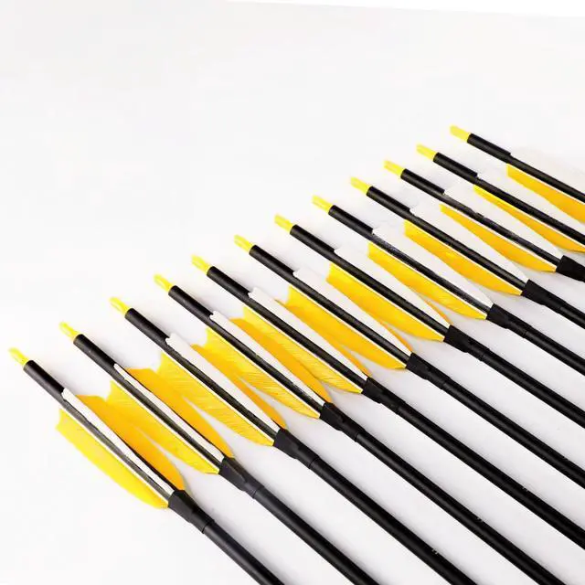 Alt view image 4 of 7 - 30" Carbon Arrows, Archery Target Practice Hunting Arrows,12 Pack | 4" Turkey Feather, Spine 500, for Recurve & Long Bow