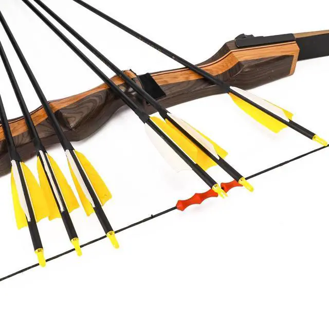 Alt view image 5 of 7 - 30" Carbon Arrows, Archery Target Practice Hunting Arrows,12 Pack | 4" Turkey Feather, Spine 500, for Recurve & Long Bow