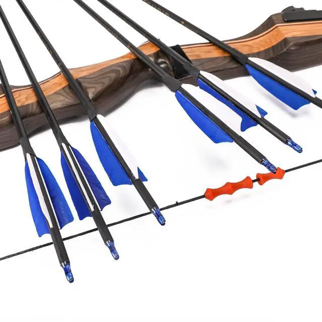 Alt view image 5 of 7 - 30" Carbon Arrows, Archery Target Practice Hunting Arrows,12 Pack | 4" Turkey Feather, Spine 500, for Recurve & Long Bow