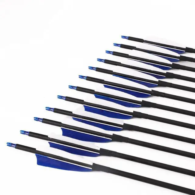 Alt view image 4 of 7 - 30" Carbon Arrows, Archery Target Practice Hunting Arrows,12 Pack | 4" Turkey Feather, Spine 500, for Recurve & Long Bow