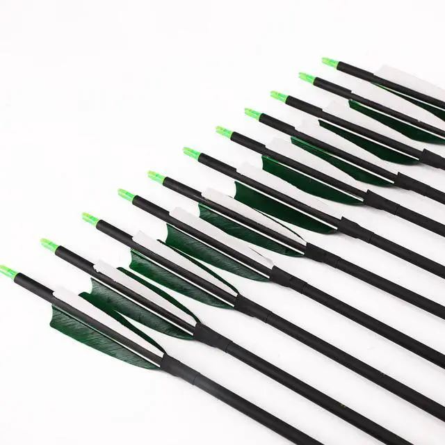 Alt view image 3 of 6 - 30" Carbon Arrows, Archery Target Practice Hunting Arrows,12 Pack | 4" Turkey Feather, Spine 500, for Recurve & Long Bow