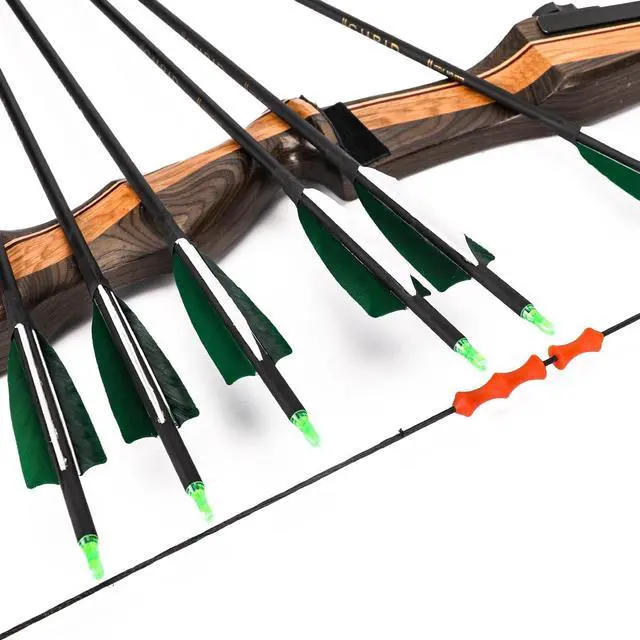 Alt view image 4 of 6 - 30" Carbon Arrows, Archery Target Practice Hunting Arrows,12 Pack | 4" Turkey Feather, Spine 500, for Recurve & Long Bow