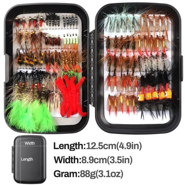 Alt view image 4 of 7 - Fly Fishing Flies 125pcs Lures Bait Trout Bass Dry Nymphs Wooly Bugger Tenkara Assortment Kit for Trout Fish Gifts Men