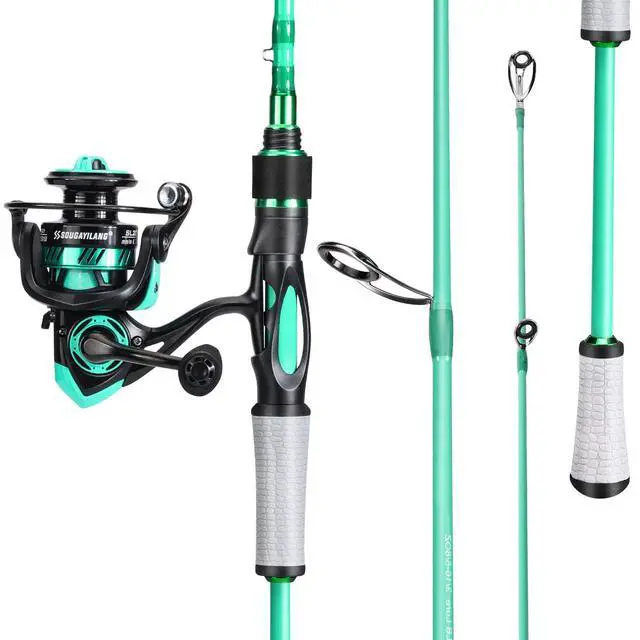 Alt view image 3 of 7 - Spirit Flame Fishing Rod Reel Combo, Spinning Fishing Pole with Graphite 2Pc Blanks, Stainless Steel Guides