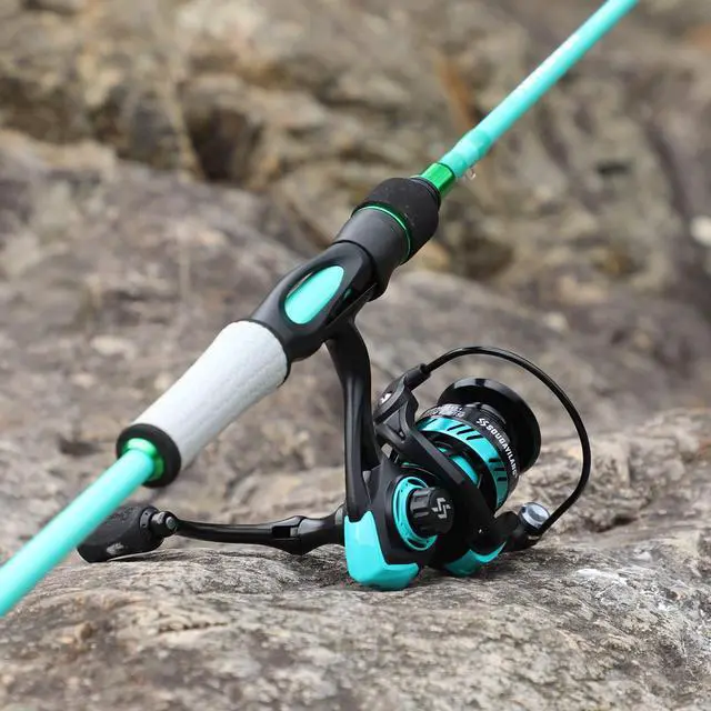 Alt view image 6 of 7 - Spirit Flame Fishing Rod Reel Combo, Spinning Fishing Pole with Graphite 2Pc Blanks, Stainless Steel Guides