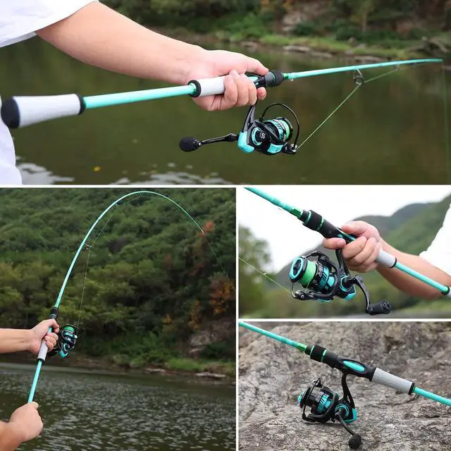 Alt view image 7 of 7 - Spirit Flame Fishing Rod Reel Combo, Spinning Fishing Pole with Graphite 2Pc Blanks, Stainless Steel Guides