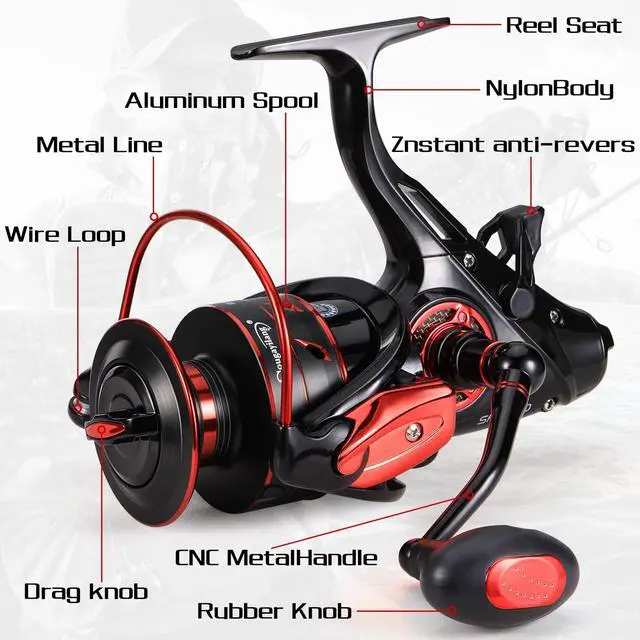 Alt view image 4 of 7 - Carp Spinning Reel Carbon Fiber Drag for Fishing Action Bait Feeder Standard Fishing Reel Runner for Freshwater