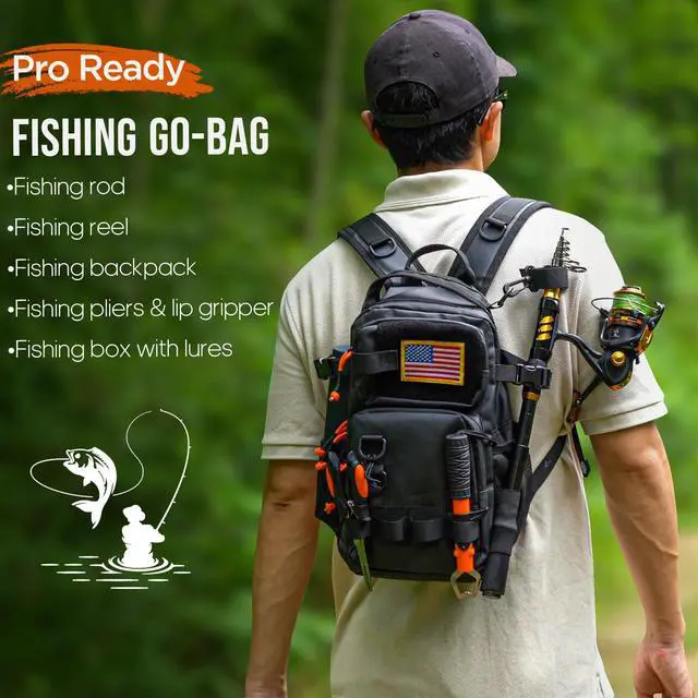 Alt view image 2 of 7 - Fishing Rod and Reel Combo with Backpack, Telescoping Fishing Pole Spinning Reel Kit with Fishing Lures, Pliers and Fish Lip Gripper for Adults