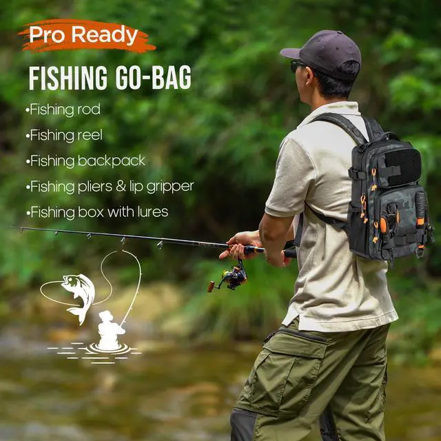 Alt view image 2 of 7 - Fishing Rod and Reel Combo with Backpack, Telescoping Fishing Pole Spinning Reel Kit with Fishing Lures, Pliers and Fish Lip Gripper for Adults