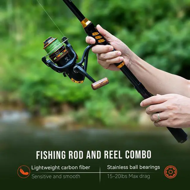 Alt view image 2 of 7 - Fishing Rod and Reel Combo with Backpack, Telescoping Fishing Pole Spinning Reel Kit with Fishing Lures, Pliers and Fish Lip Gripper for Adults