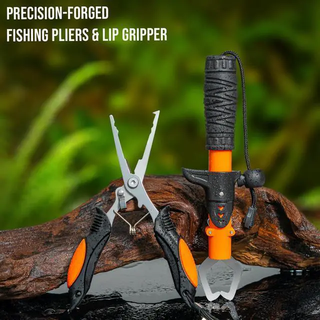 Alt view image 3 of 7 - Fishing Rod and Reel Combo with Backpack, Telescoping Fishing Pole Spinning Reel Kit with Fishing Lures, Pliers and Fish Lip Gripper for Adults