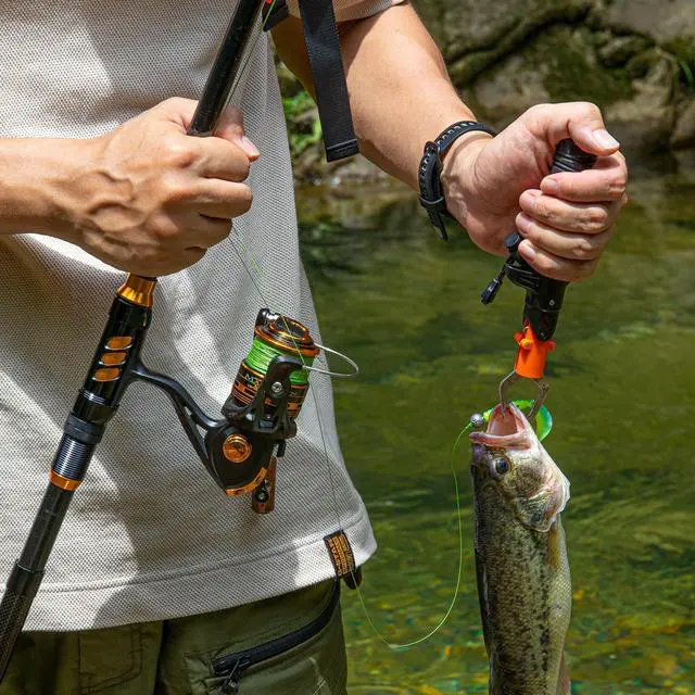 Alt view image 7 of 7 - Fishing Rod and Reel Combo with Backpack, Telescoping Fishing Pole Spinning Reel Kit with Fishing Lures, Pliers and Fish Lip Gripper for Adults