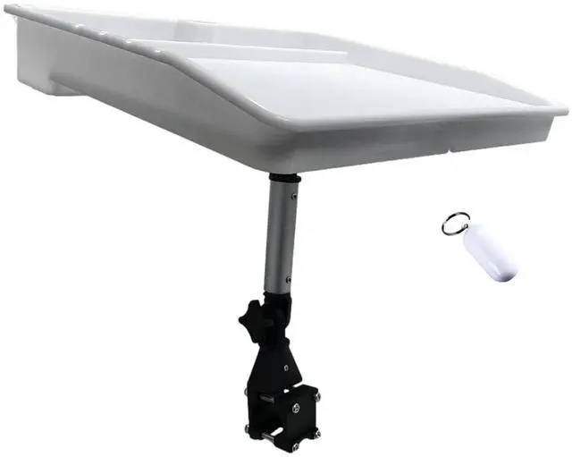 Main image of Bait Cutting Board for Boat - Adjustable Fish Cleaning Filet Table with Compartments, Knife Slots, and Engraved Fish Scale | Easy to Transport & Store (Rail Mount with Angled Leg)