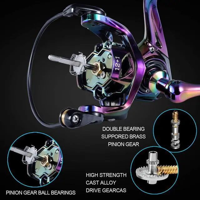 Alt view image 5 of 7 - Fishing Reel, Colorful Ultralight Spinning Reels with Graphite Frame 6.0:1 High Speed, Over 39 lbs Carbon Drag for Saltwater or Freshwater Fishing