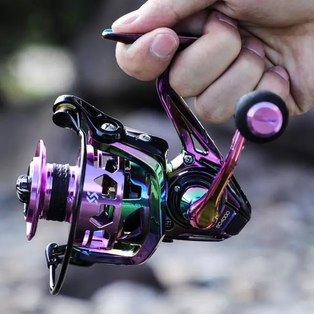 Alt view image 7 of 7 - Fishing Reel, Colorful Ultralight Spinning Reels with Graphite Frame 6.0:1 High Speed, Over 39 lbs Carbon Drag for Saltwater or Freshwater Fishing