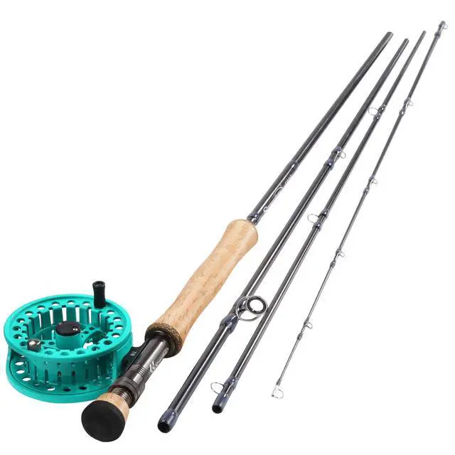 Alt view image 2 of 7 - 5/6 Weight 9ft Fly Rod, 4-Piece Graphite Rod, Die Cast Aluminum Reel, Carrying Case, Fly Box & Fishing Flies Combo Starter Kit