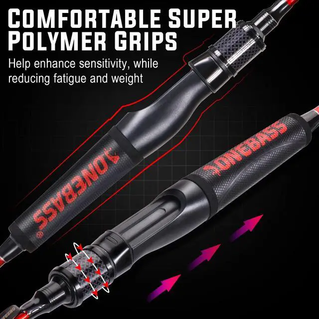 Alt view image 5 of 7 - Fishing Rod and Reel Combo, IM7 Graphite 2 Pc Blank Baitcasting Combo, Spinning Rod with SuperPolymer Handle