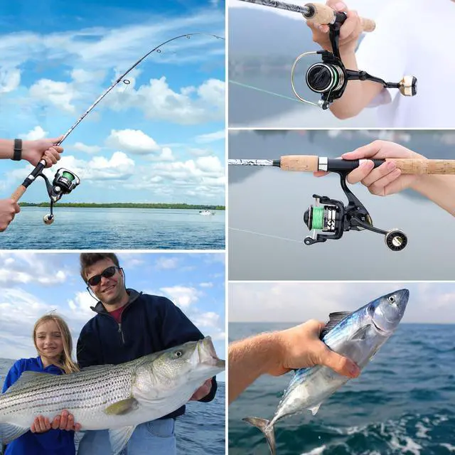 Alt view image 7 of 7 - Reel and Fishing Rod Combo, Fiberglass Fishing Pole with Durable P-Cork Rod Handle, Lightweight Graphite Frame