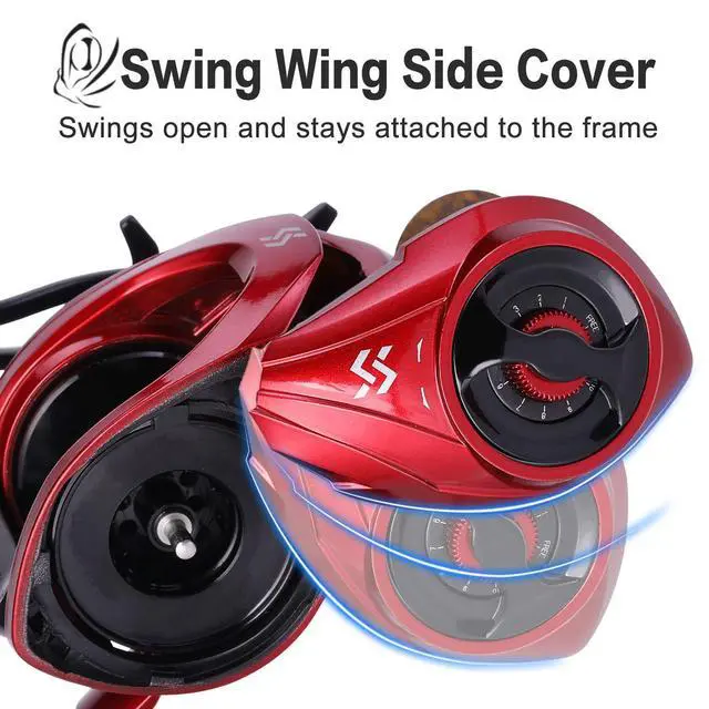 Alt view image 4 of 7 - Baitcasting Reels, 8:1 Gear Ratio Fishing Reel with Magnetic Braking System Casting Reel, 9 + 1 Ball Bearings Super Smooth Anti-Corrosion Baitcaster Reel