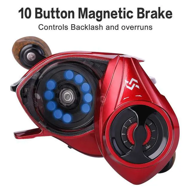 Alt view image 5 of 7 - Baitcasting Reels, 8:1 Gear Ratio Fishing Reel with Magnetic Braking System Casting Reel, 9 + 1 Ball Bearings Super Smooth Anti-Corrosion Baitcaster Reel