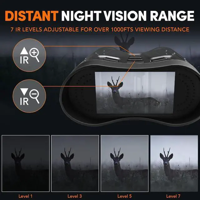Alt view image 5 of 7 - Night Vision Goggles Binoculars with Remote Monitor on App | Crystal Clear 4K UHD Video & 52MP Full Color Photos on 4" HD Screen |10X Zoom Ideal for Camping Hunting & Wildlife Observation