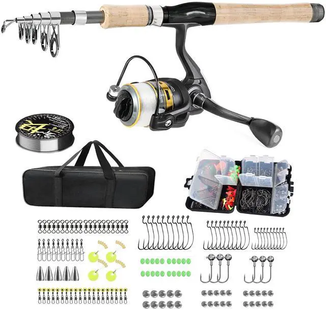 Main image of Carbon Fiber Fishing Pole Combo Set - 2.1m/6.89ft Spinning Reel, 145pcs Accessories Kit for Saltwater & Freshwater Fishing
