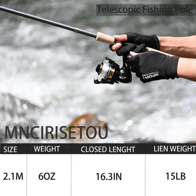 Alt view image 3 of 7 - Carbon Fiber Fishing Pole Combo Set - 2.1m/6.89ft Spinning Reel, 145pcs Accessories Kit for Saltwater & Freshwater Fishing
