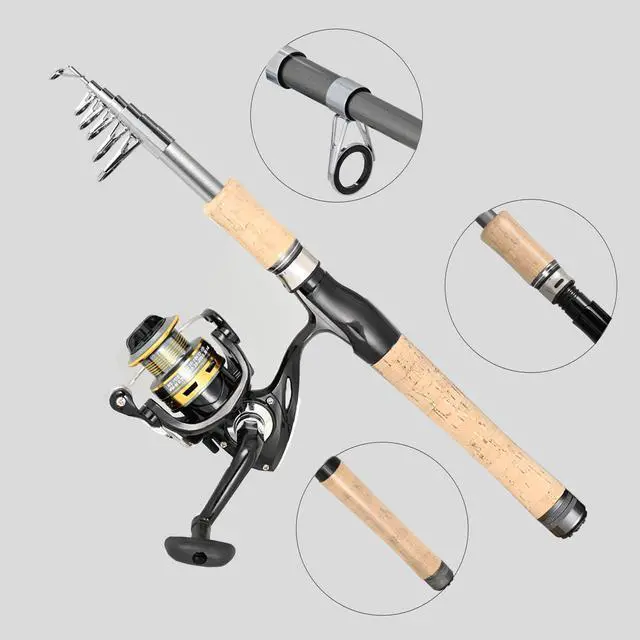 Alt view image 2 of 7 - Carbon Fiber Fishing Pole Combo Set - 2.1m/6.89ft Spinning Reel, 145pcs Accessories Kit for Saltwater & Freshwater Fishing