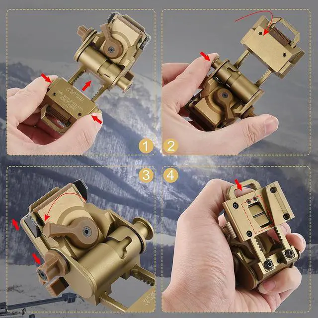 Alt view image 5 of 7 - NVG Mount for PVS14/15/18 G24 Night Vision Goggles Adjustable L4 G24 Metal NVG Helmet Mount PVS 31 CNC Dovetail NVG Mount