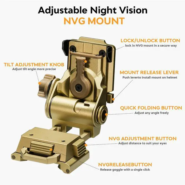 Alt view image 6 of 7 - NVG Mount for PVS14/15/18 G24 Night Vision Goggles Adjustable L4 G24 Metal NVG Helmet Mount PVS 31 CNC Dovetail NVG Mount