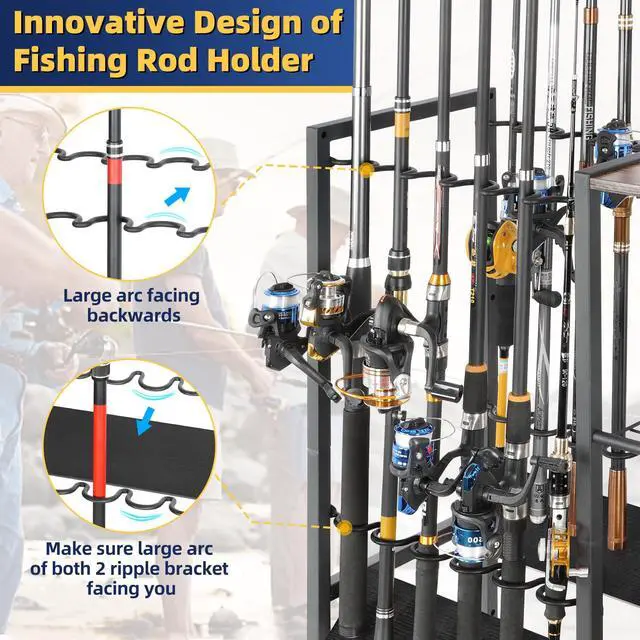 Alt view image 5 of 6 - Fishing Rod Holders, Rolling Fishing Rod Rack for Garage & Boat, Tackle Box & Reel Holder Cart, Easy Assembly Fishing Gear Management System, Ideal Birthday Gift for Men Dad Anglers