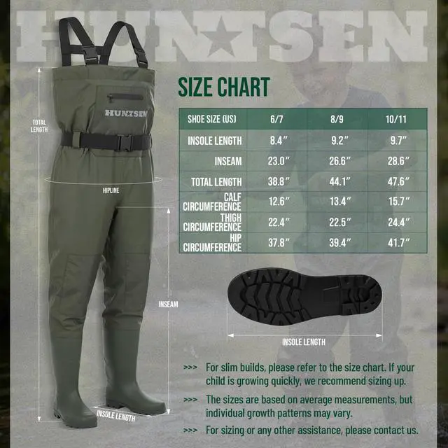 Alt view image 6 of 7 - Chest Waders for Kids with Boots - 2-Ply Nylon Waterproof Insulated Neoprene with Reflect Safety Band - Youth Fishing Waders with Boot Hanger for Toddler Children Hunting Waders for Boys Girls