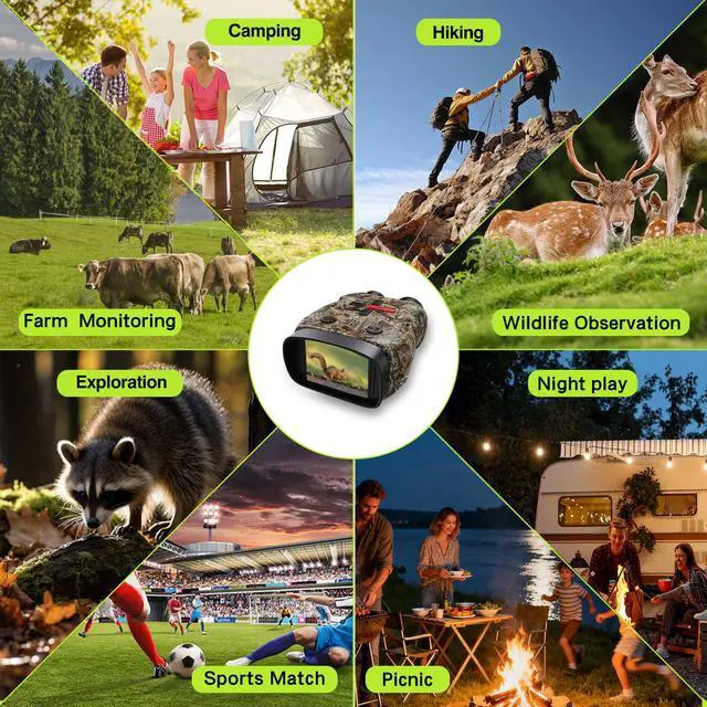 Alt view image 6 of 7 - Night Vision Goggles for Kids with Memory Card, 8X Zoom Kids Night Vision Binoculars - 1080P HD Digital Camera, Great Birthday Gifts for 3-8 Year Olds.Camouflage