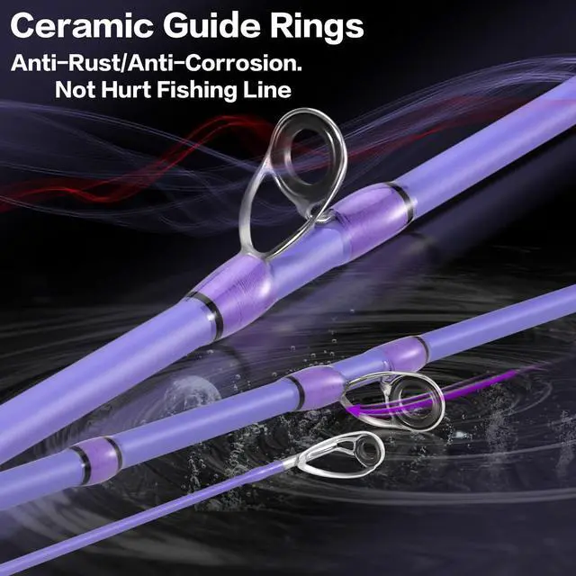 Alt view image 3 of 7 - Baitcaster Combo IM6 Graphite M/MH 2-Piece Rod, Stainless Steel Guides with Ceramic Rings,6.3:1 Gear Ratio High Speed Reel for Bass,Walleye, Catfish, Panfish Fishin