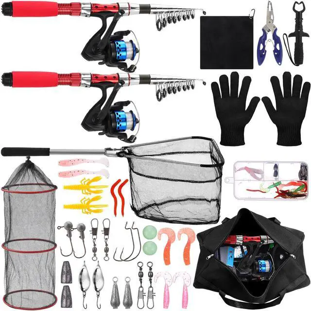Main image of 51 Pcs Fishing Rods Combo 6.89ft Telescopic Freshwater Pole Set with Plier Lip Gripper Lures Carrier Bag Pre Loaded Spinning Reel with Freshwater Rod Reel Kit Father Men Gift