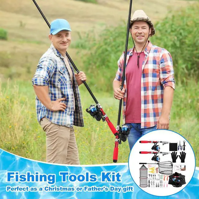 Alt view image 6 of 7 - 51 Pcs Fishing Rods Combo 6.89ft Telescopic Freshwater Pole Set with Plier Lip Gripper Lures Carrier Bag Pre Loaded Spinning Reel with Freshwater Rod Reel Kit Father Men Gift