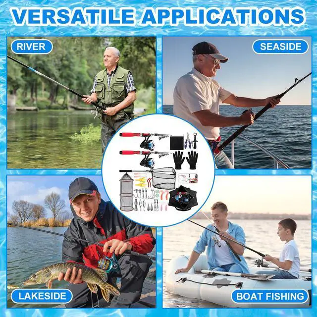 Alt view image 7 of 7 - 51 Pcs Fishing Rods Combo 6.89ft Telescopic Freshwater Pole Set with Plier Lip Gripper Lures Carrier Bag Pre Loaded Spinning Reel with Freshwater Rod Reel Kit Father Men Gift
