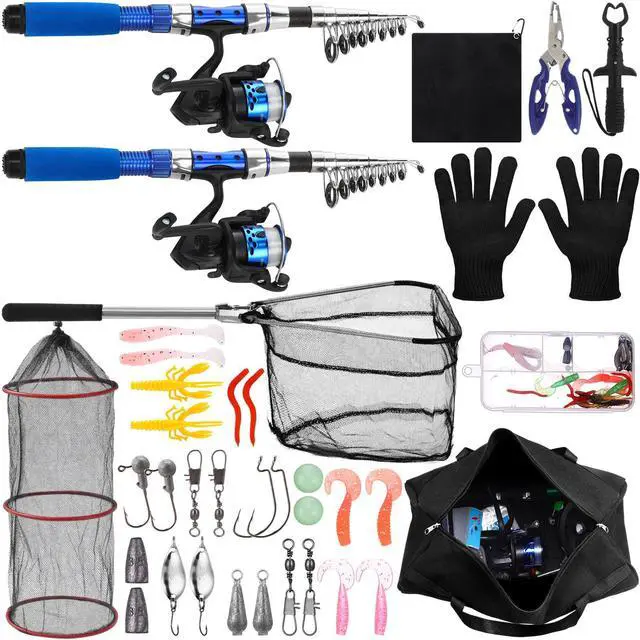 Main image of 51 Pcs Fishing Rods Combo 6.89ft Telescopic Freshwater Pole Set with Plier Lip Gripper Lures Carrier Bag Pre Loaded Spinning Reel with Freshwater Rod Reel Kit Father Men Gift