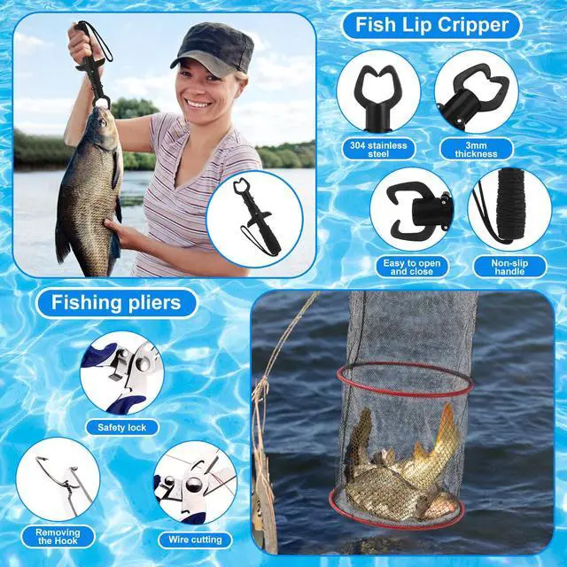 Alt view image 3 of 7 - 51 Pcs Fishing Rods Combo 6.89ft Telescopic Freshwater Pole Set with Plier Lip Gripper Lures Carrier Bag Pre Loaded Spinning Reel with Freshwater Rod Reel Kit Father Men Gift