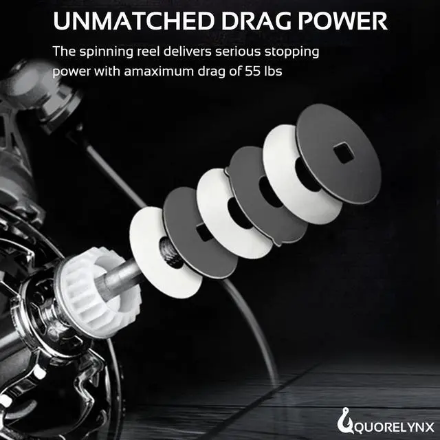Alt view image 2 of 7 - Saltwater Spinning Reels 8000/10000/14000, Heavy Duty Surf Fishing Reel for Long Casting, 6+1BB, 4.8:1 Gear Ratio, 61lbs Max Drag, Corrosion-Resistant CNC Aluminum High Capacity Spool