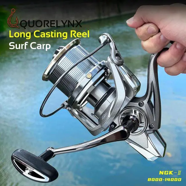 Alt view image 7 of 7 - Saltwater Spinning Reels 8000/10000/14000, Heavy Duty Surf Fishing Reel for Long Casting, 6+1BB, 4.8:1 Gear Ratio, 61lbs Max Drag, Corrosion-Resistant CNC Aluminum High Capacity Spool