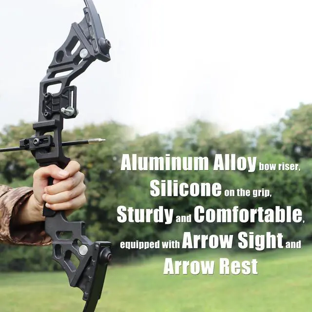 Alt view image 3 of 7 - Archery Bows and Arrows Set for Adults, Recurve Bow Set for Adult Beginner & Youth, Takedown Hunting Bow and Arrow Set Outdoor, 30 40 Lbs Right Hand, Aluminum Alloy Bow Riser