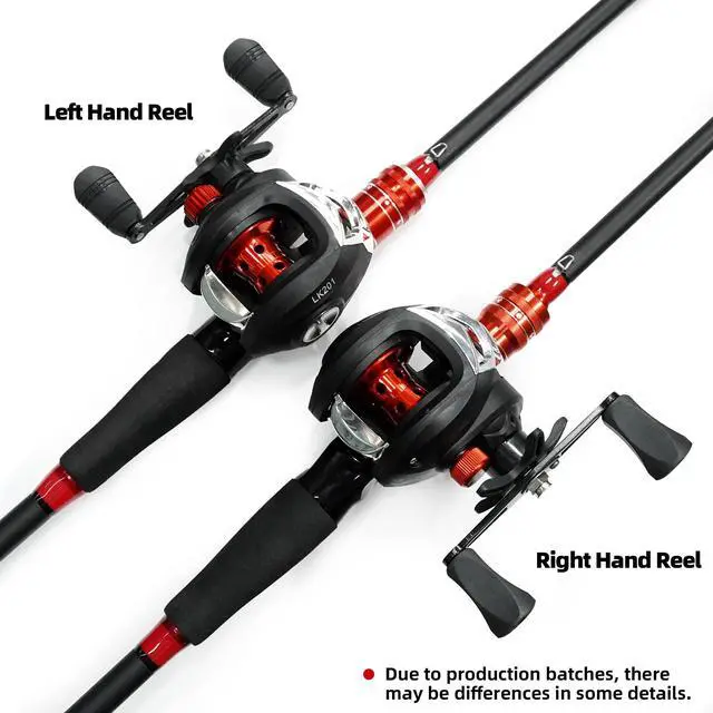 Alt view image 6 of 6 - Fishing Rod and Reel Combo, Baitcasting Combo Baitcast Reel, 6 Foot 7 Foot 2-Piece, Durable Fiberglass Wrapped Carbon Fiber Rod with Comfortable EVA Handle