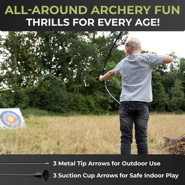 Alt view image 6 of 7 - ® Bow and Arrow for Kids | Beginners Archery Set with 6 Arrows, Ideal for Kids & Teens 8 to 15 Years | 3-Piece Take-Down Recurve Youth Bow and Arrow Set, Perfect for Left & Right Handers