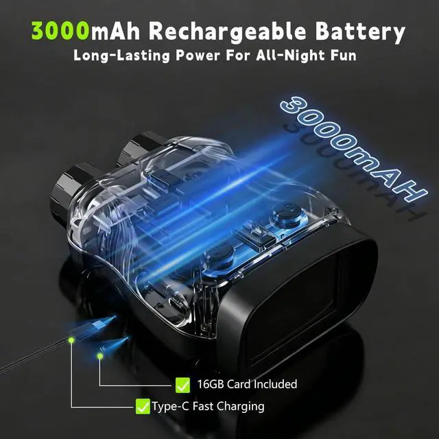 Alt view image 7 of 7 - Night Vision Goggles for Kids with Memory Card, 5X Zoom Kids Night Vision Binoculars - 1080P HD Digital Camera, Great Birthday Gifts for 3-8 Year Olds.Black